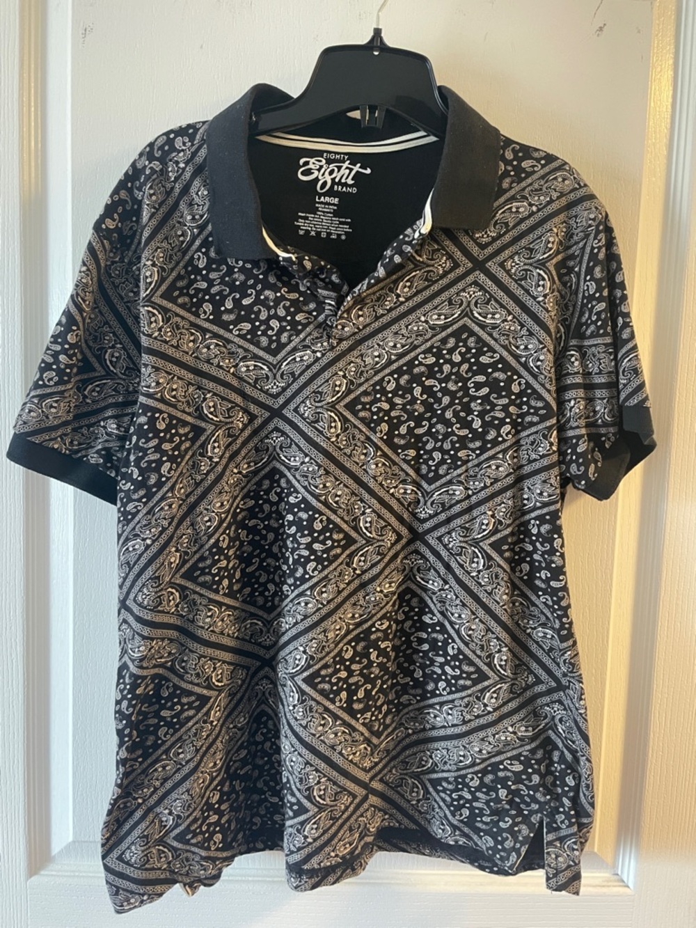 Black Paisley Polo Shirt - Men